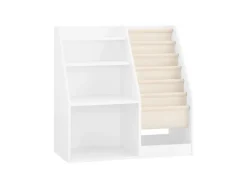 SoBuy Bücherregal Kinderregal mit Stofftaschen und 3 Regale Weiß 80x80x40cm KMB119-W