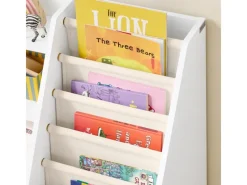 SoBuy Bücherregal Kinderregal mit Stofftaschen und 3 Regale Weiß 80x80x40cm KMB119-W