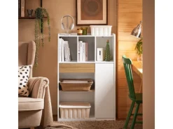 Hot SoBuy Bücherregal mit Schublade und Tür Aufbewahrungsregal mit Fächern STR11-WN