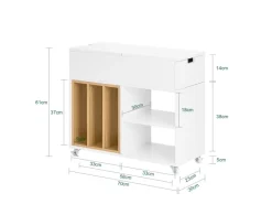 SoBuy Beistelltisch Druckertisch mit Rollen Couchtisch Aktenschrank FBT134-W