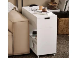 SoBuy Beistelltisch Druckertisch mit Rollen Couchtisch Aktenschrank FBT134-W