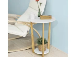 SoBuy Beistelltisch mit 2 Ablagen Couchtisch Balkontisch FBT52-WN