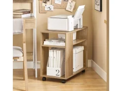 SoBuy Beistelltisch mit Rollen Couchtisch mit Ablagefächern Druckerregal FBT34-N