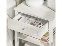 SoBuy Beistelltisch Nachttisch mit Schublade und 2 Ablagen 45x68x30cm Weiß FBT46-W