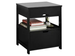 SoBuy Beistelltisch Nachttisch Nachtschrank mit 2 Schubladen Schwarz FRG258-SCH
