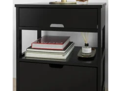 SoBuy Beistelltisch Nachttisch Nachtschrank mit 2 Schubladen Schwarz FRG258-SCH