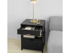 SoBuy Beistelltisch Nachttisch Nachtschrank mit 2 Schubladen Schwarz FRG258-SCH