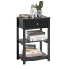 New SoBuy Beistelltisch Nachttisch mit Schublade und 2 Ablagen 45x68x30cm Schwarz FBT46-SCH