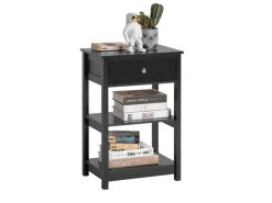 New SoBuy Beistelltisch Nachttisch mit Schublade und 2 Ablagen 45x68x30cm Schwarz FBT46-SCH