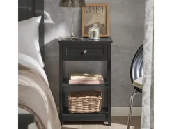 New SoBuy Beistelltisch Nachttisch mit Schublade und 2 Ablagen 45x68x30cm Schwarz FBT46-SCH