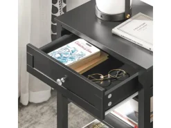 New SoBuy Beistelltisch Nachttisch mit Schublade und 2 Ablagen 45x68x30cm Schwarz FBT46-SCH
