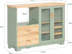 SoBuy Buffet Sideboard Küchenschrank Kommode Mikrowellenschrank FSB81-GR