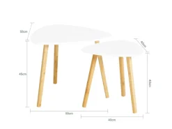 SoBuy Couchtisch 2er-Set Beistelltisch Satztisch fürs Wohnzimmer Weiß FBT74-W