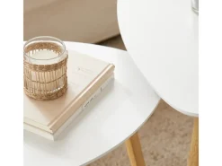 SoBuy Couchtisch 2er-Set Beistelltisch Satztisch fürs Wohnzimmer Weiß FBT74-W