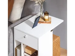 Discount SoBuy Couchtisch mit Tablet Schiene Beistelltisch mit Rollen Weiß FBT148-W