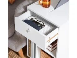 Discount SoBuy Couchtisch mit Tablet Schiene Beistelltisch mit Rollen Weiß FBT148-W