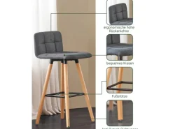 SoBuy 2er Set Barhocker Barstuhl Tresenhocker mit Rücklehne Grau FST50-DGx2