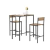 SoBuy Essgruppe Bartisch Set Esstisch mit 2 Stühlen Braun-Schwarz OGT03-XL