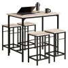 Outlet SoBuy Essgruppe Esstisch Set 5-teilig Bartisch mit 4 Hockern Natur-Schwarz OGT11-N