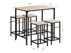 Outlet SoBuy Essgruppe Esstisch Set 5-teilig Bartisch mit 4 Hockern Natur-Schwarz OGT11-N