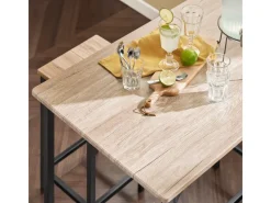 Outlet SoBuy Essgruppe Esstisch Set 5-teilig Bartisch mit 4 Hockern Natur-Schwarz OGT11-N