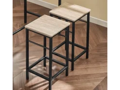 Outlet SoBuy Essgruppe Esstisch Set 5-teilig Bartisch mit 4 Hockern Natur-Schwarz OGT11-N