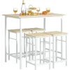 SoBuy Essgruppe Esstisch Set 5-teilig Bartisch mit 4 Hockern Weiß-Natur OGT11-WN