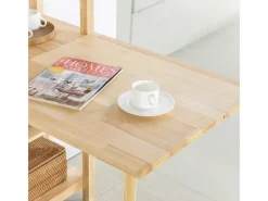 SoBuy Esstisch mit Regalen Klapptisch Schreibtisch 98x126x60cm Natur FWT70-N