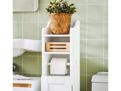 Hot SoBuy Freistehend Toilettenpapieraufbewahrung Holz Weiß FRG177-W