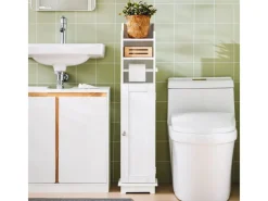 Hot SoBuy Freistehend Toilettenpapieraufbewahrung Holz Weiß FRG177-W