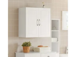 SoBuy Hängeschrank Badezimmerschrank mit Verstellbarem Regal 60x60x30cm Weiß FRG231-W