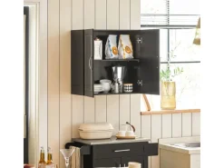 Online SoBuy Hängeschrank Badezimmerschrank mit Verstellbarem Regal 60x60x30cm Schwarz FRG231-SCH