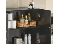 Online SoBuy Hängeschrank Badezimmerschrank mit Verstellbarem Regal 60x60x30cm Schwarz FRG231-SCH