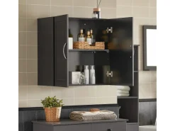 Online SoBuy Hängeschrank Badezimmerschrank mit Verstellbarem Regal 60x60x30cm Schwarz FRG231-SCH