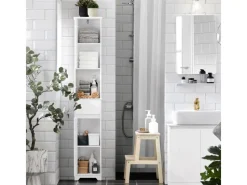 SoBuy Hochschrank Badregal Badezimmerschrank Badezimmermöbel Weiß BZR109-W