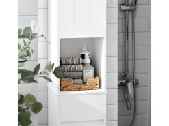 SoBuy Hochschrank Badregal Badezimmerschrank Badezimmermöbel Weiß BZR109-W