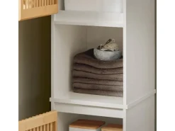 SoBuy Hochschrank Badregal Badezimmerschrank Badezimmermöbel BZR127-W