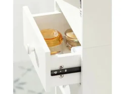 SoBuy Hochschrank mit Schubladen und Türen Holz Weiß STR10-W