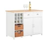 SoBuy Kücheninsel mit 2 Rattankörben Küchenschrank Sideboard Buffet KNL05-W