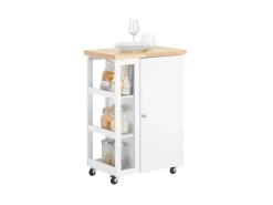 Clearance SoBuy Küchenwagen Servierwagen mit 3 Ablagefächern Küchenregal 60x90x40cm Weiß FKW75-WN