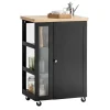 Discount SoBuy Küchenwagen Servierwagen mit 3 Ablagefächern Küchenregal 60x90x40cm Schwarz FKW75-SCH