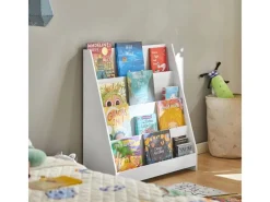SoBuy Kinder Bücherregal Kinderregal Zeitungsständer mit 4 Ablagen Weiß KMB32-W