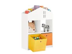 SoBuy Kinder Bücherregal mit Haus-Design Kinderregal Spielzeugregal Weiß KMB49-W