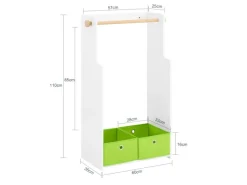 SoBuy Kindergarderobe mit 2 Boxen Kinderkleiderständer Kleiderschrank KMB109-W