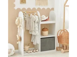 Clearance SoBuy Kinderkleiderschrank mit 3 Haken Kleiderständer mit Box KMB40-W Weiß