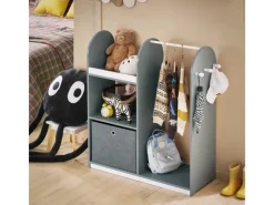 Discount SoBuy Kinderkleiderschrank mit 3 Haken Kleiderständer mit Box KMB40-HG Grau