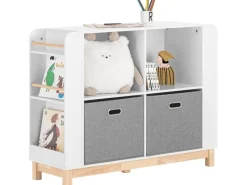 SoBuy Kinderregal Bücherregal Kinderzimmer Aufbewahrungsregal Weiß KMB85-W