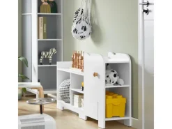 SoBuy Kinderregal mit Elefant-Design Bücherregal Kinderzimmer Weiß KMB62-W