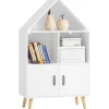 SoBuy Kinderregal mit Haus-Design Bücherregal für Kinder Weiß KMB58-W