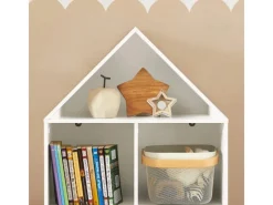 SoBuy Kinderregal mit Haus-Design Bücherregal für Kinder Weiß KMB58-W